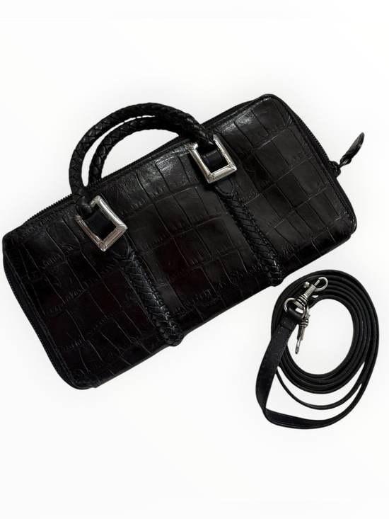 Brighton Handbags - Vintage Brighton Black Croc-Embossed Leather clutch crossbody Removable strap